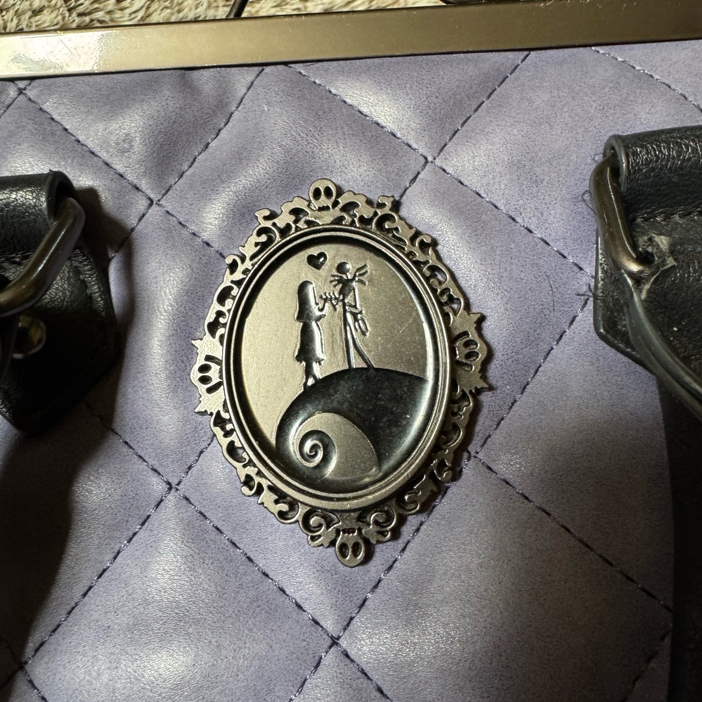 The Nightmare Before Christmas clasp Black and Purple Quilted Women's Handbag - Picture 3 of 9